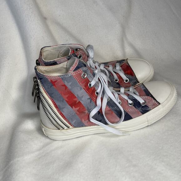 Converse American Flag Hi Top Red White Blue Stars Stripes Zippers US M-8/W10 - Picture 3 of 7